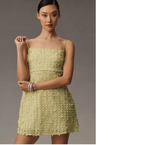 Anthropologie Light Green Textured Mini Dress - Picture 3 of 6